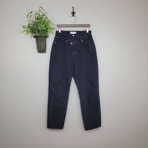 Abercrombie Fitch Dad Jeans Crossover High Rise Black Straight Leg Relaxed Fit
